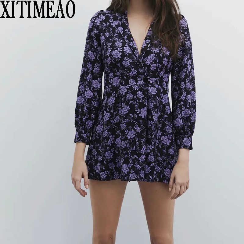 ZA Women Spring Sexy V-Neck Retro Printing Long Sleeve Shorts Romper Bodycon Trousers XITIMEAO 210602, Purple
ZA Women Spring Sexy V-Neck Retro Printing Long Sleeve Shorts Romper Bodycon Trousers XITIMEAO 210602, Purple
