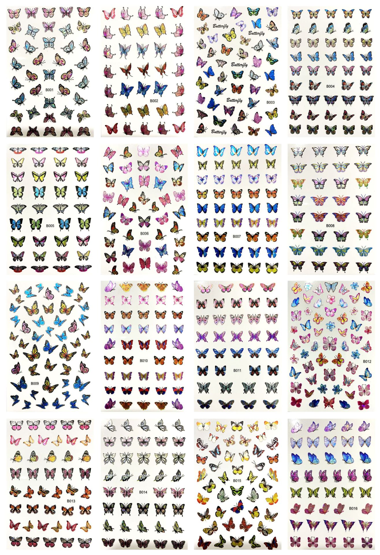 Nail Art Laser Butterfly Decals Stickers Colorful 3D Back Glue DIY Nails Decal Sticker Self Adhesive Acrylic Tips Tool LHQ043, B001
Nail Art Laser Butterfly Decals Stickers Colorful 3D Back Glue DIY Nails Decal Sticker Self Adhesive Acrylic Tips Tool LHQ043, B001