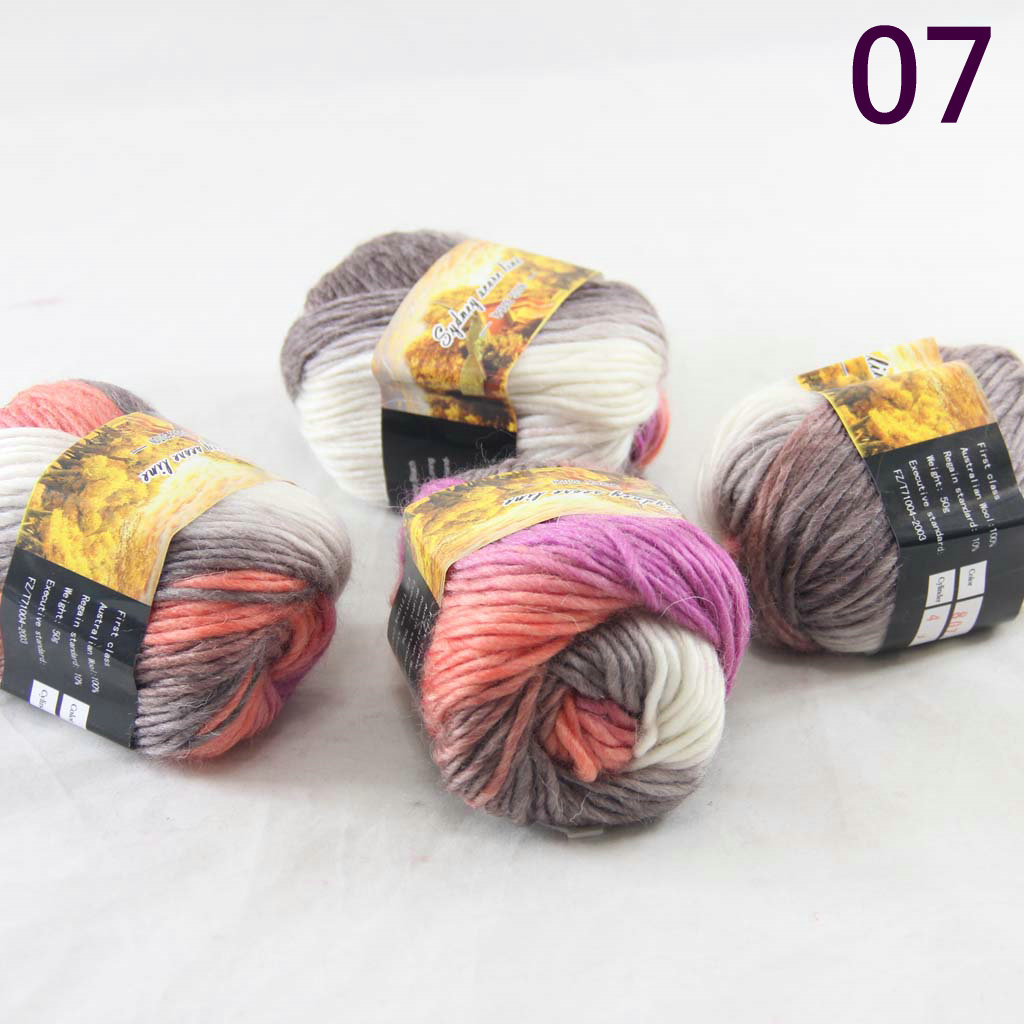 Lot 4balls Australia colorful hand knitted wool yarn segment dyed coarse fancy knitting 52-807-4 Brown Orange White Pink, Multi-colored 
Lot 4balls Australia colorful hand knitted wool yarn segment dyed coarse fancy knitting 52-807-4 Brown Orange White Pink, Multi-colored