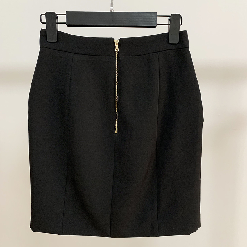 HIGH STREET est Career Skirt Womens Metal Lion Buttons Embellished Mini Skirt 210306
