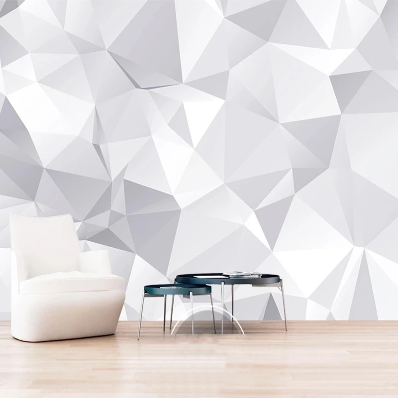 Custom Photo 3D Wall Murals White Grey Geometric Modern Living Room TV Background Wallpaper Home Decor Waterproof