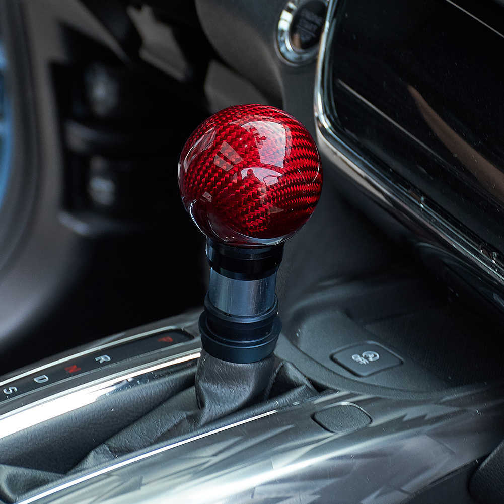 Genuine Carbon Fiber AT CVT Shift Knob with Selector Button Automatic Gearstick Shifter Gear Knob Lever Handle Ball
