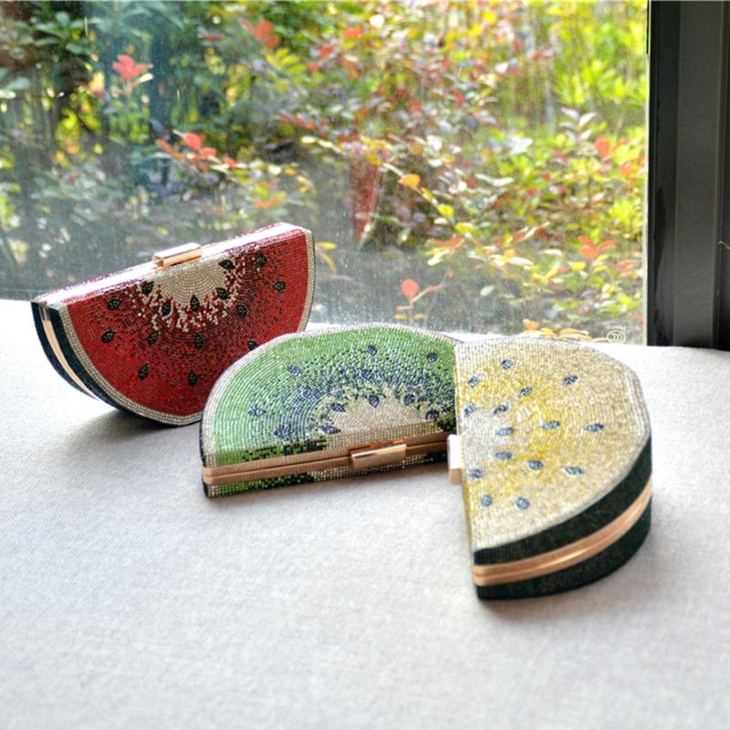 Evening Bags Watermelon Slice Clutch Bag Women Rhinestones Handbag Female Elegant Party Cocktail Purses Dinner Chain Shoulder