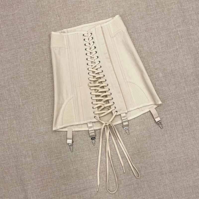 Cotton Two-Color Unique Lace-up Fishbone High Waist Sexy Slim Fit Hip Skirt 210309
