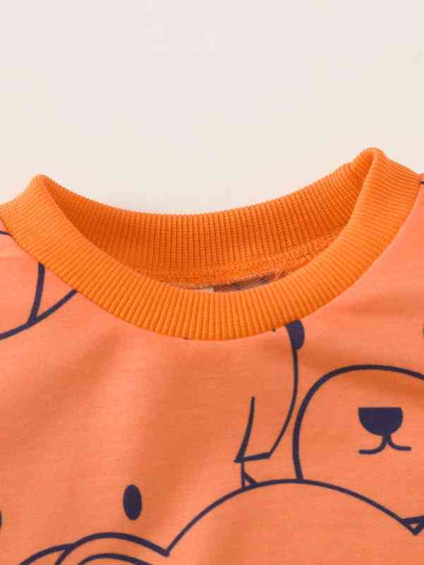 Baby Cartoon Graphic Contrast Trim Pullover SHE