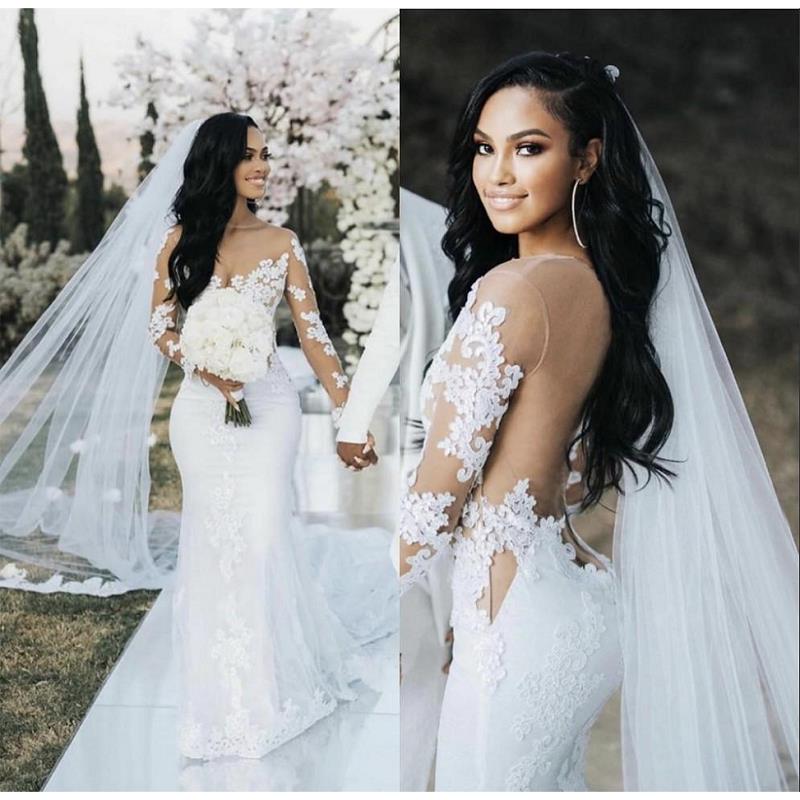 Elegant Long Sleeve Wedding Dress For Women 2021 vestido de novia Mermaid Gowns Sheer Illusion Lace Bridal Dresses, White
Elegant Long Sleeve Wedding Dress For Women 2021 vestido de novia Mermaid Gowns Sheer Illusion Lace Bridal Dresses, White