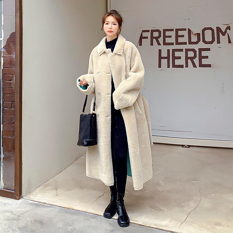 Women' Wool & Blends Winter Coat Women Fashion Korean Double Breasted Lambwool Long Trench Jacket Female Elegant Loose Thick Faux Fur Overc, Creamy-white
Women' Wool & Blends Winter Coat Women Fashion Korean Double Breasted Lambwool Long Trench Jacket Female Elegant Loose Thick Faux Fur Overc, Creamy-white