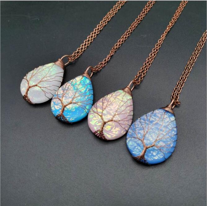 Necklace Energy Stone Water Drop Shape Necklace Life Tree Change Color Corrugated Necklace Copper Wire Winding Girl Ornaments WMQ612, Black
Necklace Energy Stone Water Drop Shape Necklace Life Tree Change Color Corrugated Necklace Copper Wire Winding Girl Ornaments WMQ612, Black