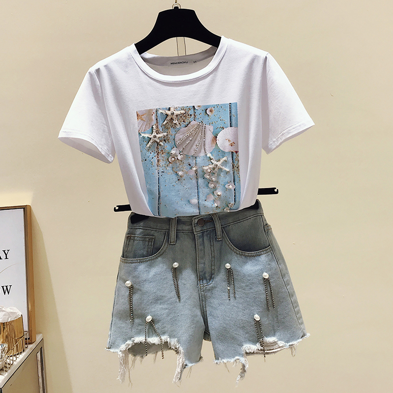 Pink Summer T shirt Women Tops White Tshirt Women Korean Clothes Short Sleeve Casual Purple Sequins Diamond Tee shirt Femme T200614