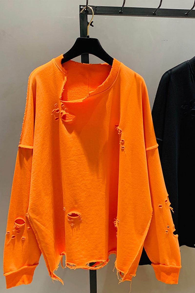 Autumn Clothes Women Long Sleeve Hoodies Aesthetic Oversized Sweatshirt Ripped Pullover Streetwear Harajuku Top Kpop 201127