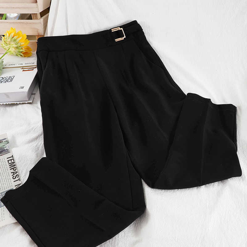 DEAT Lady Spring Autumn Arrivals Solid Color Loose High Waist Temperament Fashion Women Harem Pants MZ979 210709