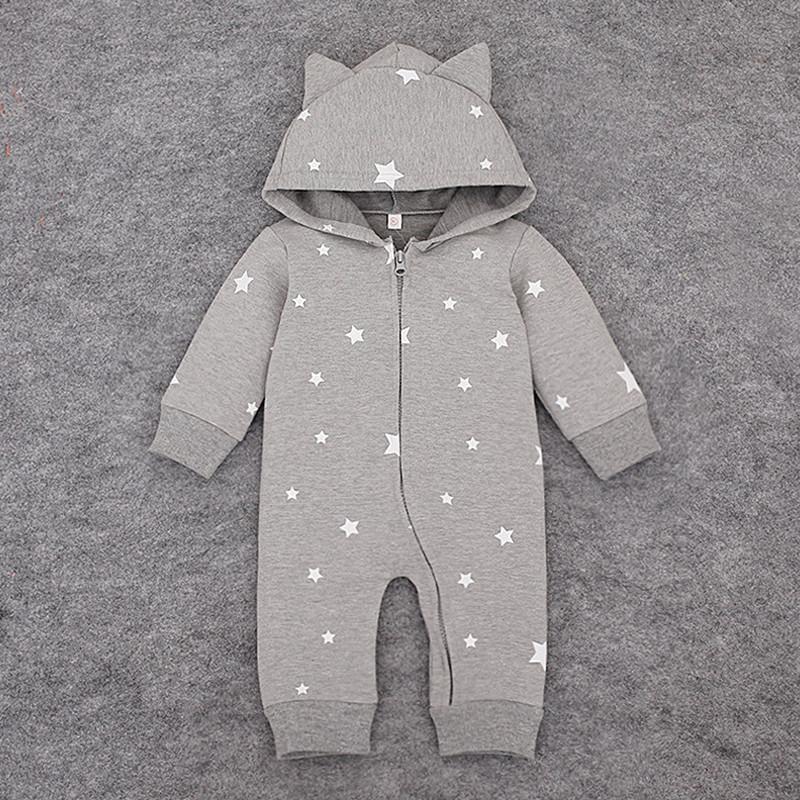 Jumpsuits Baby Boy Autumn Clothing Long Sleeve Front Open Zipper Romper Stars Printed Grey Clothes For Toddler
Jumpsuits Baby Boy Autumn Clothing Long Sleeve Front Open Zipper Romper Stars Printed Grey Clothes For Toddler