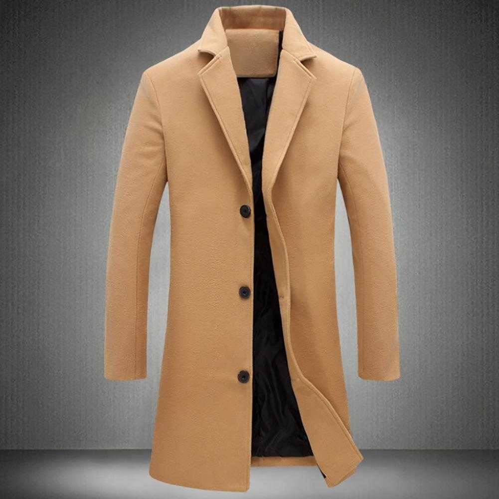 

Thickened mens Coats and Jacket Winter Warm Solid Color Woolen Trench Blends S-lim Long Coat Outwear Overcoat Men Coats Jackets C0929, Grey