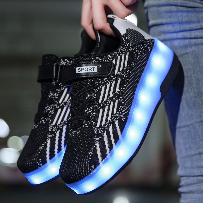 Size 28-40 Children Luminous Roller Sneakers USB Charged LED Shoes on Wheels for Kids Girl Boys Glowing Wheels Shoes with Lights, Black
Size 28-40 Children Luminous Roller Sneakers USB Charged LED Shoes on Wheels for Kids Girl Boys Glowing Wheels Shoes with Lights, Black