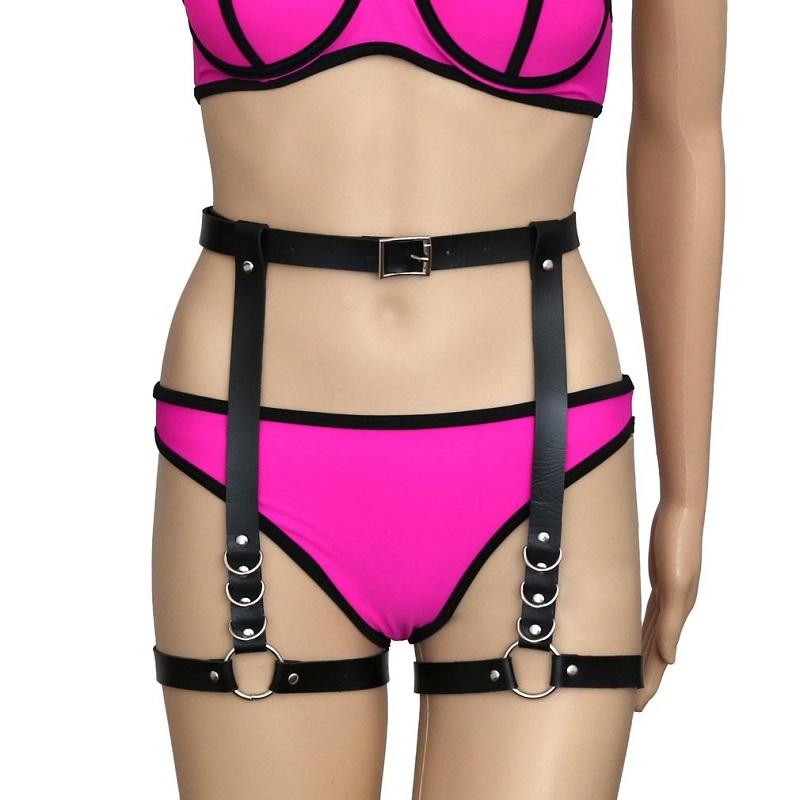 Sword Belt Harajuku Handmade Leather Punk Goth Bdsm Garters Belt Lingerie Erotic Suspenders Strap Detachable O-ring Leg Harness
