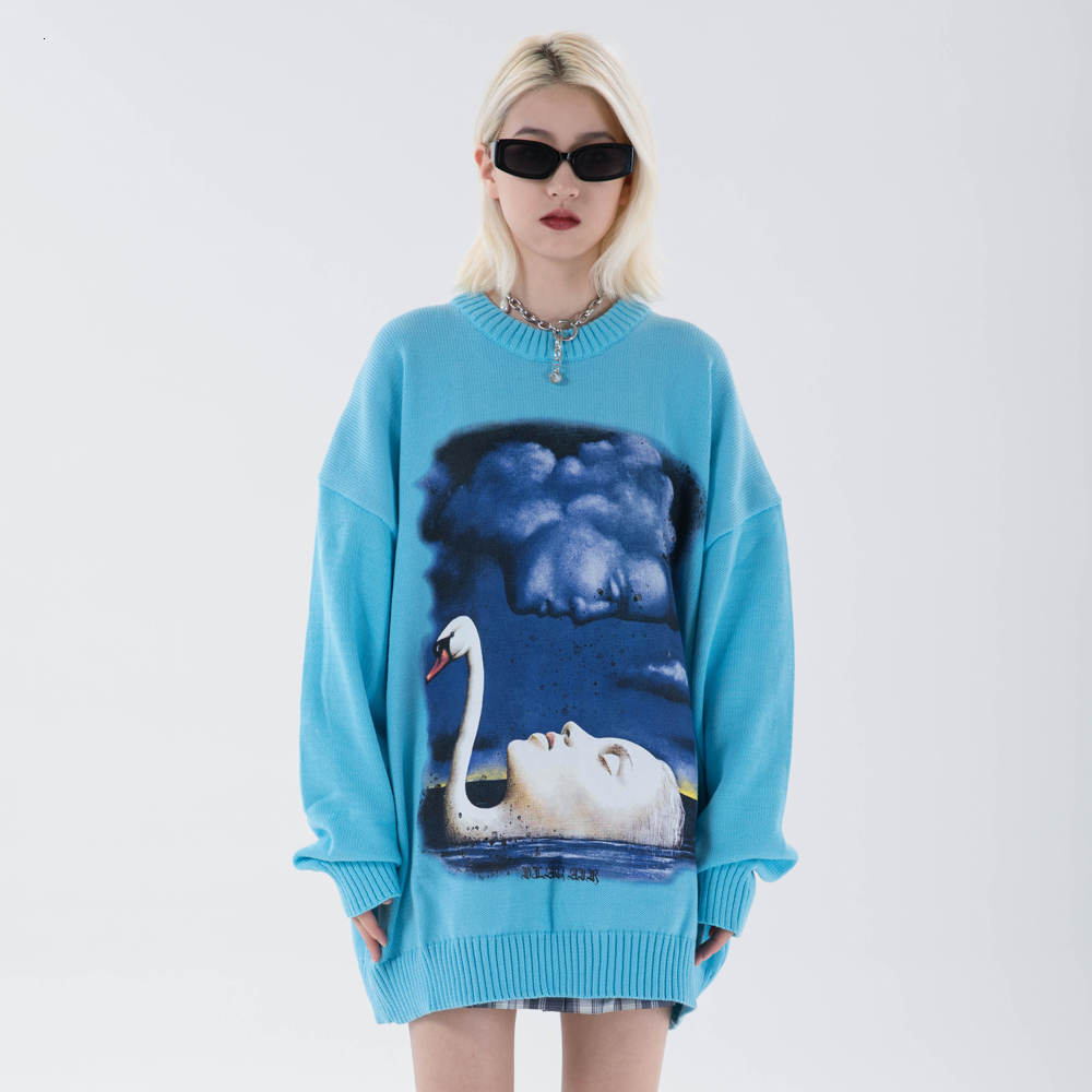 2021 New Face Swan Print Knittwear Harajuku Loose Sweater Oversize Hip Hop Streetwear Cotton Pullover Men Women Black Ss O487, Gray
2021 New Face Swan Print Knittwear Harajuku Loose Sweater Oversize Hip Hop Streetwear Cotton Pullover Men Women Black Ss O487, Gray