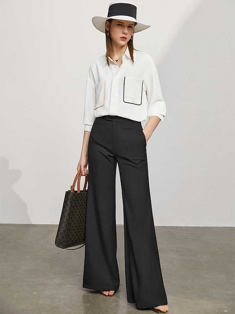 Minimalism Spring Summer Women's Shirt Fashion Patchwork Turn-down Collar Pocket Loose Women Blouse Tops 12140328 210527