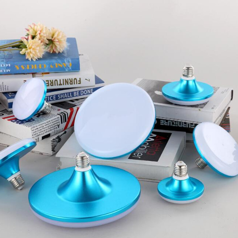 2PCS E27 Power LED lamp light bulb 110-220V 15w 36W UFO Lampada Ampoule lights energy saving LEDS lamps for kitchen indoor lighting Blue Shell D2.0