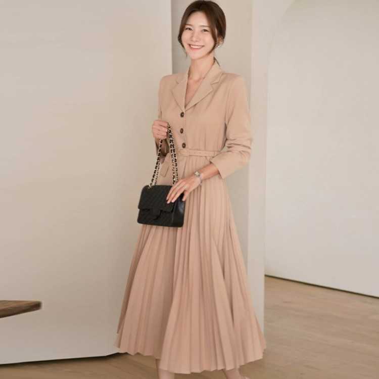 Women' Spring Elegant Notched Pleated Dress Temperament Office OL Work Slim Waist Midi Vestidos 210526, Photo color
Women' Spring Elegant Notched Pleated Dress Temperament Office OL Work Slim Waist Midi Vestidos 210526, Photo color