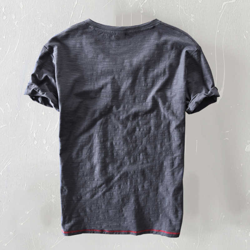 Summer 95% Cotton T-shirt Men V-neck Solid Color Casual T Shirt Basic Tees Plus Size Short Sleeve Tops Y2510 210601