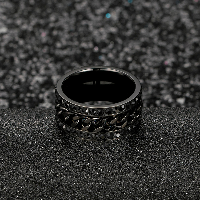 Rainbow Stainless Steel Chain with Zirconia Stone Ring for Men New Fashion Hip Hop Multicolor Black Gold Color Punk Party Gifts Wolf Tide Jewelry Bijo