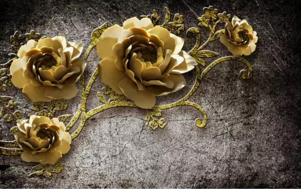 papel de parede Custom wallpaper 3d home and rich embossed 5d peony flower vine living room TV background 8d wallpaper