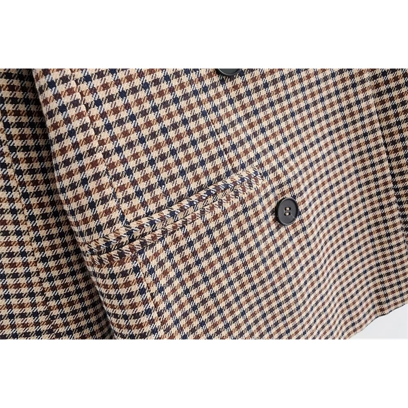 Long Sleeve Turn-down Collar Coat Women Clothing Plaid blazers Female Lady Business Jacket Suit Coat Slim Top Outerwear T200817