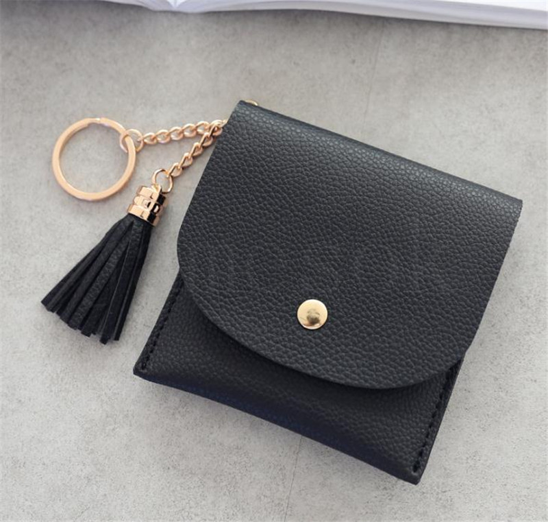 Wallets Women Coin Purse Ladies Pu Leather Tassel & Metal Ring Clutch Keychain Thin Key Bag Card Holders Mini Pouch DB502 Y260206