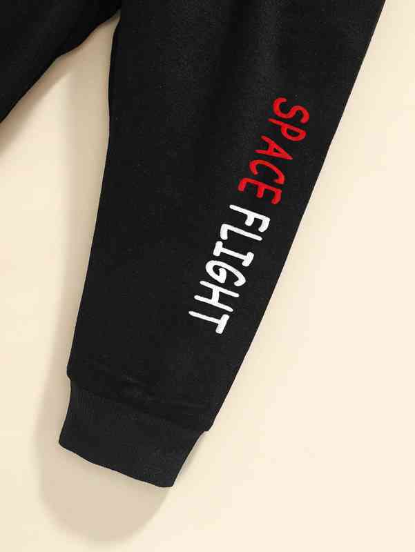 Baby Letter & Spaceman Print Sweatshirt & Sweatpants SHE