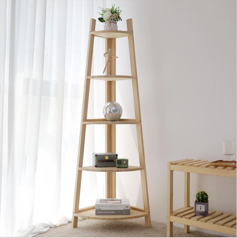 Corner shelf solid wood Bedroom Furniture tripod multi-layer bookshelf modern simple balcony corners flower racks