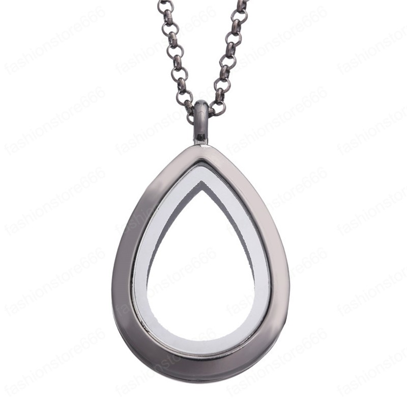 Watter Drop Floating Locket Necklace Pendant Women Magnetic Living Memory Glass Openable Charm Locket Necklaces DIY jewelry