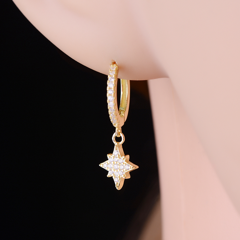 925 Sterling Silver Moon Snowflower Hoop Earring Ohrringe Piercing Pendiente Crystal Women Luxury Jewelry For Party