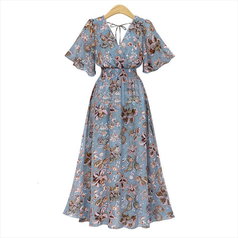 fashion boho long women dresses v neck short sleeve floral print belt large hem beach elegant, Black;gray
fashion boho long women dresses v neck short sleeve floral print belt large hem beach elegant, Black;gray