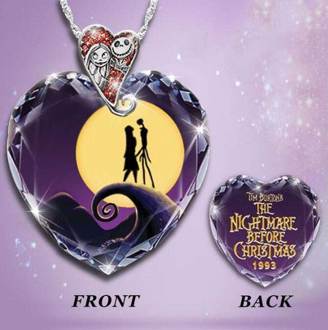 Fashion Jewelry Necklace Nightmare Before Christmas Heart Shaped pendant glass Necklace, Silver
Fashion Jewelry Necklace Nightmare Before Christmas Heart Shaped pendant glass Necklace, Silver
