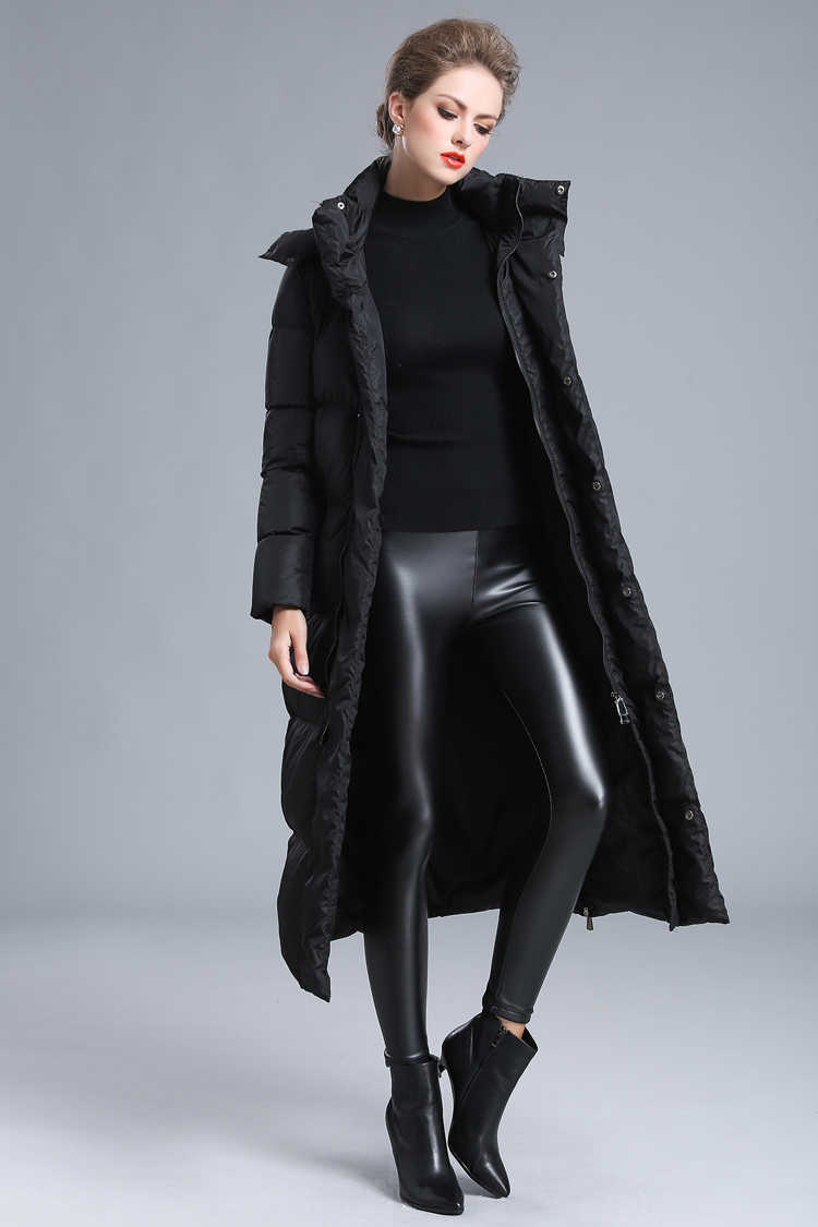 Women's winter clothing puffer zipper down coat big size 4XL black gray navy blue thick warm large size long down jacket 210918