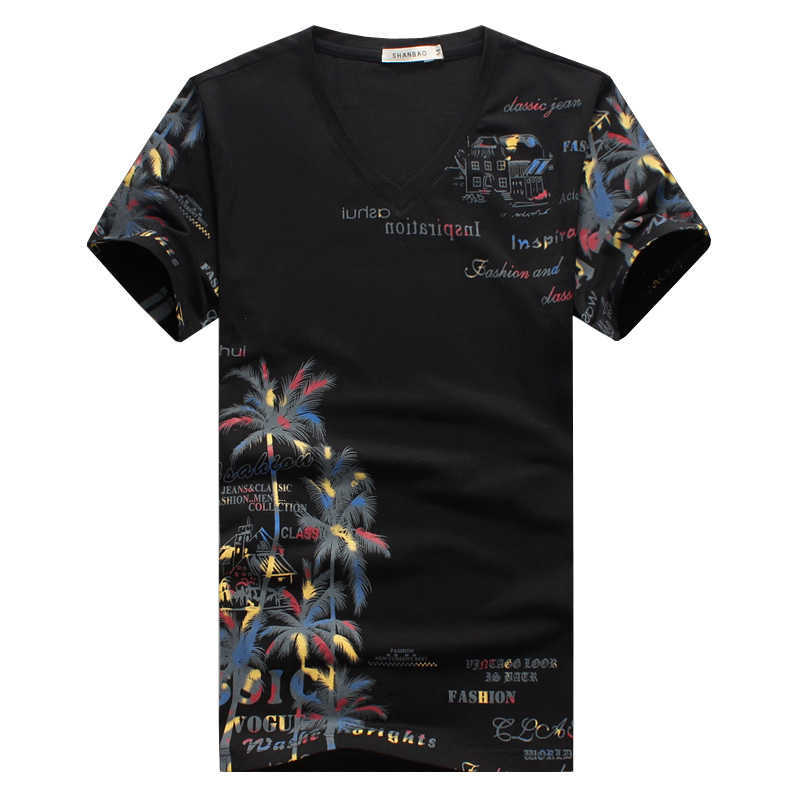 Summer Men's T-shirt Fashion Coconut Island Printing T Shirt Men V Neck Short Sleeve Slim Fit Casual Mens Tee Shirt 5XL 210528