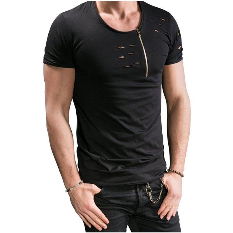2021 Summer Solid Color Hole t Shirts for Men Casual Short Sleeve Mens Black Tshirt Slim Zip Up Man Tees Shirt Homme Ec99
2021 Summer Solid Color Hole t Shirts for Men Casual Short Sleeve Mens Black Tshirt Slim Zip Up Man Tees Shirt Homme Ec99