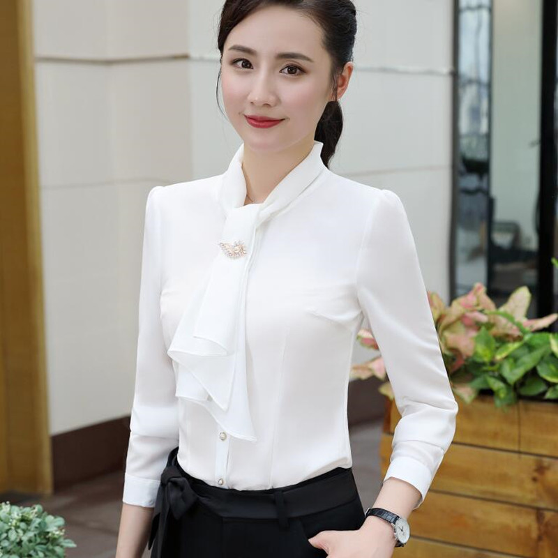 Naviu New Fashion Elegant Formal Office Shirts Ladies Fashion Long Sleeve Women Tops and Blouses Female Work Wear 210225