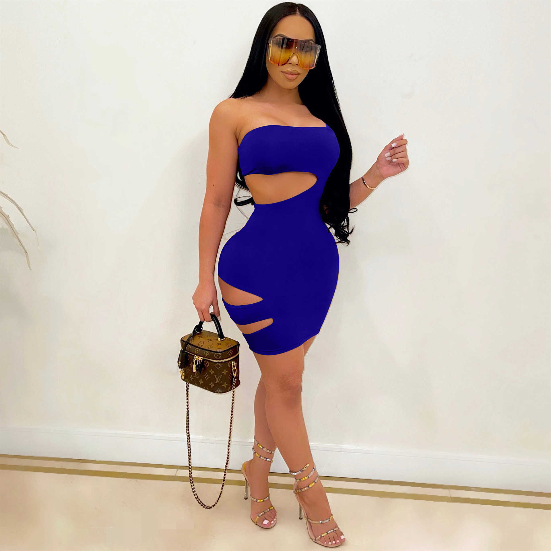 Off Shoulder Bodycon Summer Dress Women Strapless Hollow Out Backless Club Party Mini Bandage Sexy Elegant Female Vestidos 210526