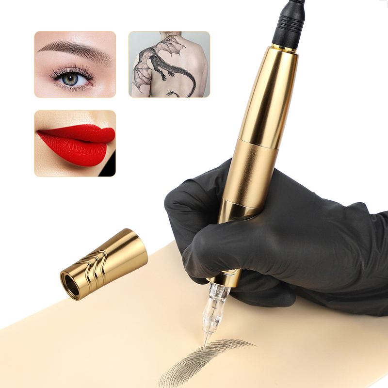 Dual Use PMU Tattoo Machine Permanent Makeup Machine RCA Golden Rotary Tattoo Pen with 2 Head Dual Type Needles Interface 220214