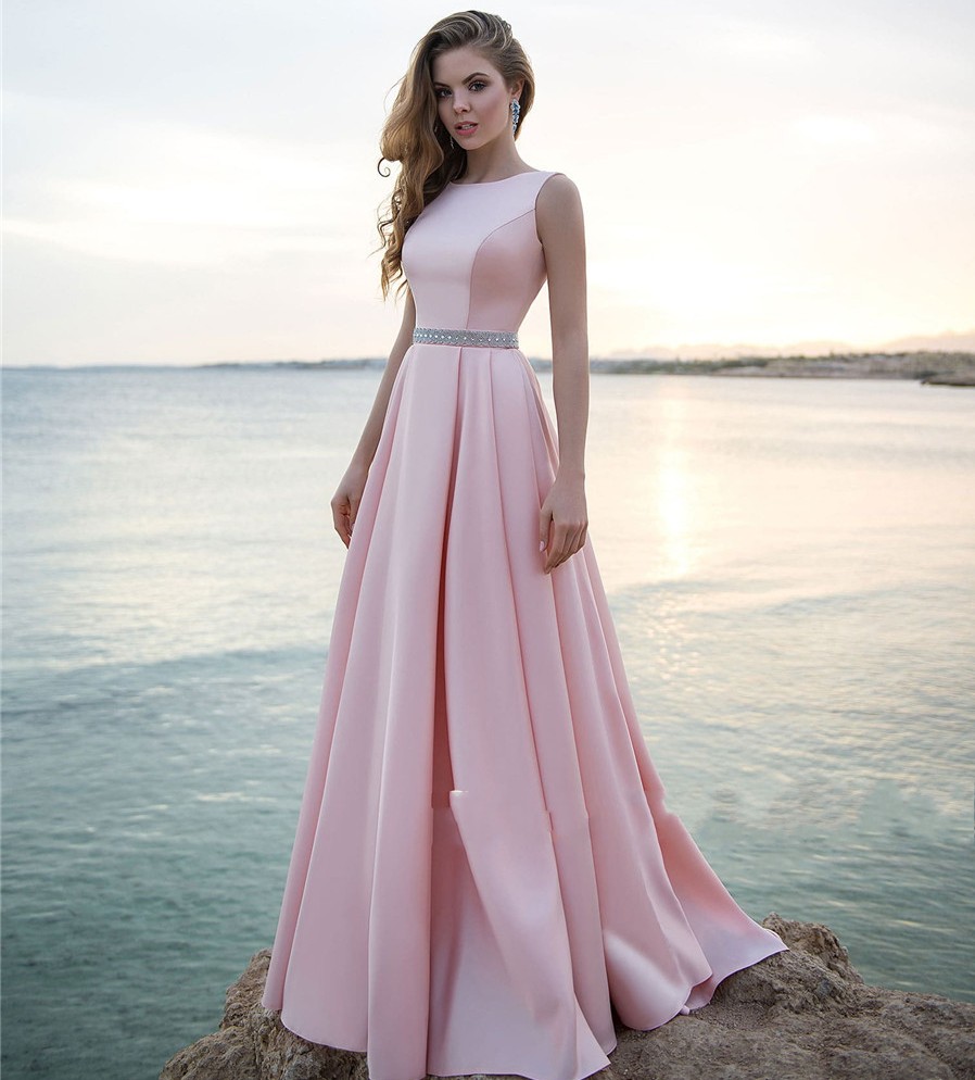 New Sleeveless Pink Matte Satin Beach Wedding Dress Beading Sash Simple Style Bridal Gown vestido de noiva curto robe mariee 2022