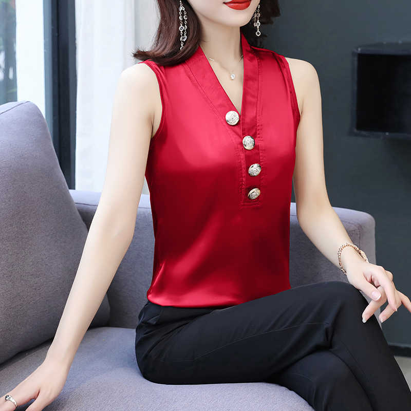 Korean Blouse Women Chiffon s Sleeveless Tops Plus Size Woman Diamond Shirt V-Neck Oversize Basic 210604, Black
Korean Blouse Women Chiffon s Sleeveless Tops Plus Size Woman Diamond Shirt V-Neck Oversize Basic 210604, Black