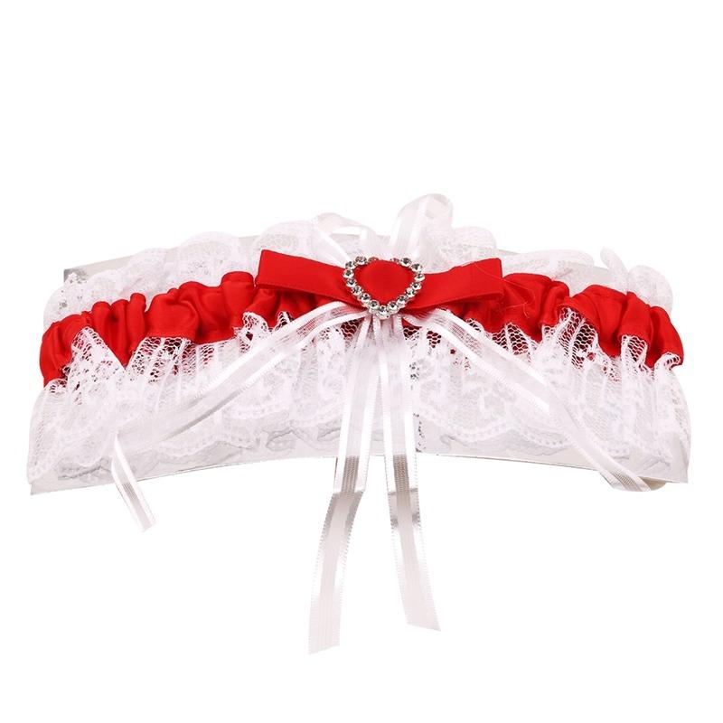 Fashion Garter Elegant Women Lace Mesh Bowknot Belt Sexy Suspender Rhinestone Lace Garter For Bride Party Wedding Leg Rings