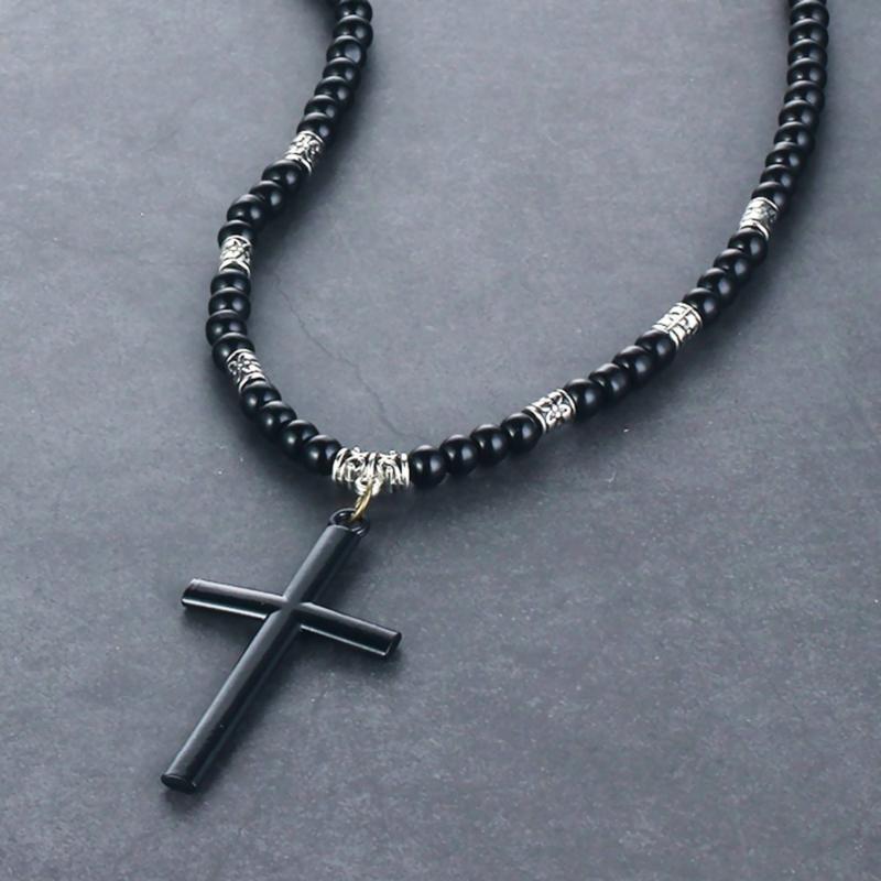Pendant Necklaces 3pcs Natural Black Beaded Chain Retro Cross Necklace For Women Statement Cloar Mens Religious Jewelry MN222
Pendant Necklaces 3pcs Natural Black Beaded Chain Retro Cross Necklace For Women Statement Cloar Mens Religious Jewelry MN222