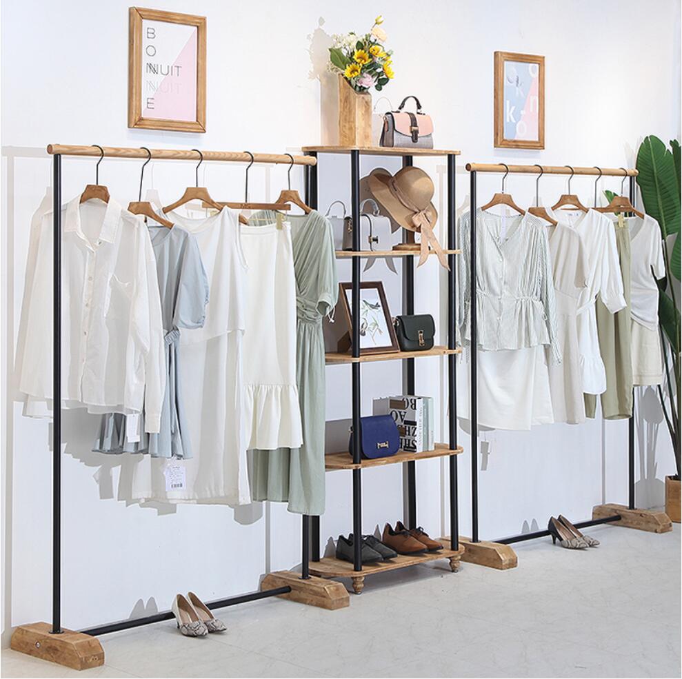 Clothing store display rack Commercial Furniture floor type clothes hanging pole net red shop shelf shoe shelfs men's cloth racks