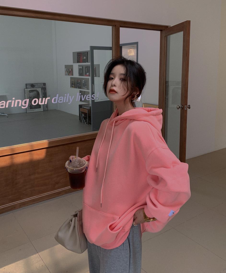 women Fleece Colorful Hoodies Autumn women's Hip Hop Solid Hooded Sweatshirts Korean Fashions brown Winter Hoodie 201126