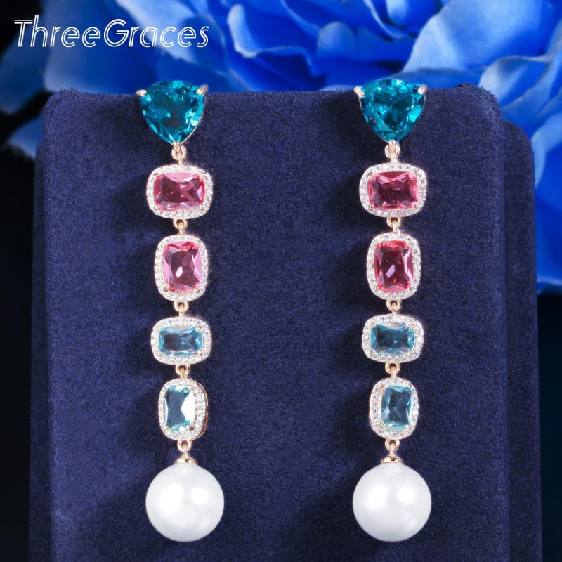 Dangle & Chandelier ThreeGraces Elegant Long Pearl Earrings For Women Geometric Multicolor Cubic Zirconia Wedding Banquet Jewelry Gift ER602, Silver
Dangle & Chandelier ThreeGraces Elegant Long Pearl Earrings For Women Geometric Multicolor Cubic Zirconia Wedding Banquet Jewelry Gift ER602, Silver