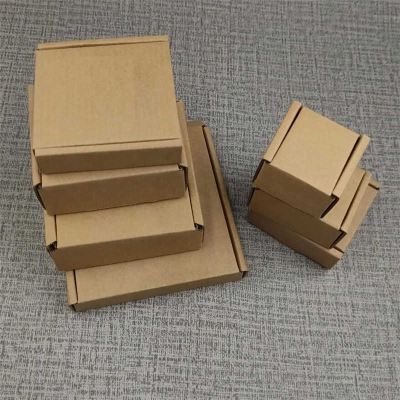 50pcs Thick carton box Kraft Paper Small Gift Packaging Box Natural Brown Cardboard Jewelry Blank Corrugated 210724