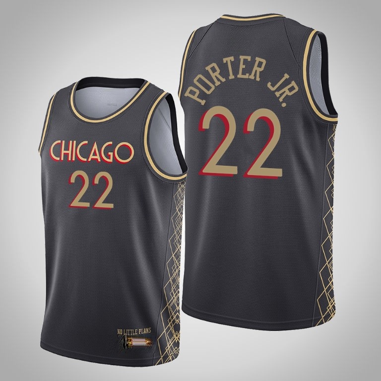 ChicagoBullsMen Coby White Zach LaVine Thaddeus Young Denzel Valentine Lauri Markkanen Otto Porter Jr. Black 2020-21 Jersey 01