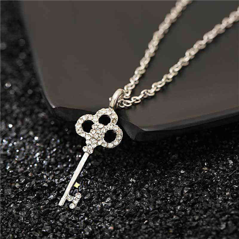 Gold Key Pendant Necklace For Women, Charming Ladies Wedding Crystal Cubic Zircon Chain Fashion Party Jewelry Girl Gift G1206